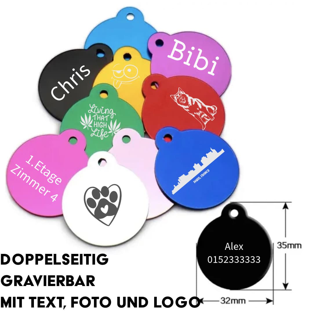 Personalisierter Schlüsselanhänger Kugel — Aluminium-Anhänger in Kugelform mit Lasergravur, 10 Farben
