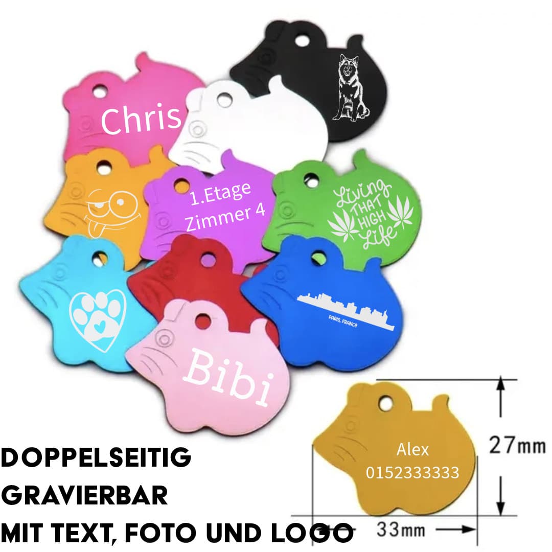 Personalisierter Schlüsselanhänger Maus — Aluminium-Anhänger in Mausform mit Lasergravur, 10 Farben