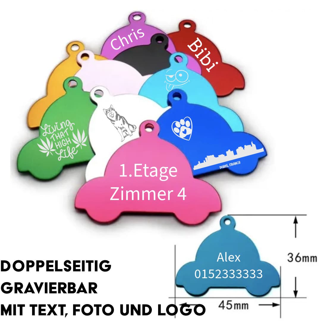 Personalisierter Schlüsselanhänger U.F.O. — Aluminium-Anhänger in UFO-Form mit Lasergravur, 10 Farben