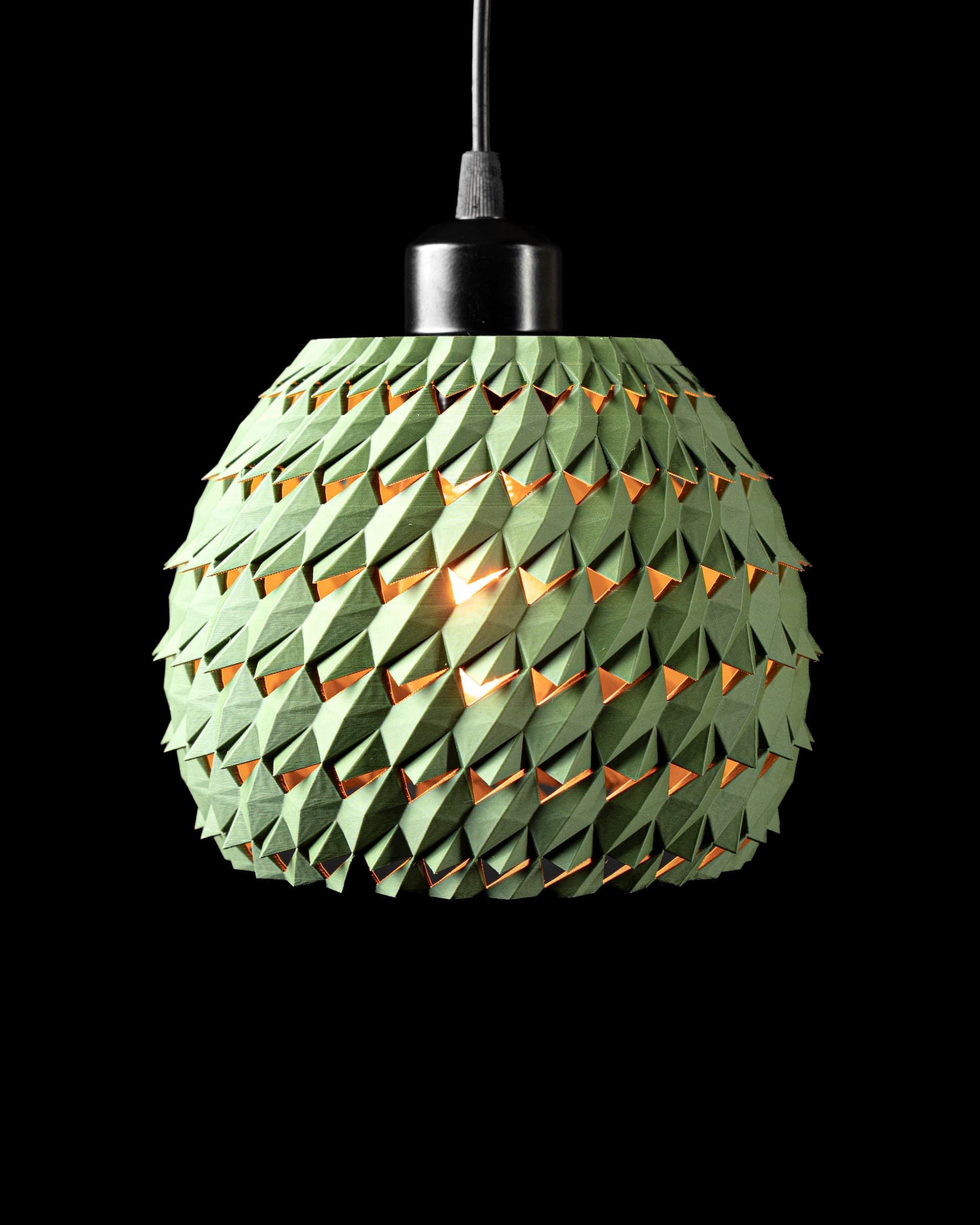 3D-Pendelleuchte Trios — Dreifach-Kugel-Cluster Orange mit Rillen-Muster, verbundene Leuchte
